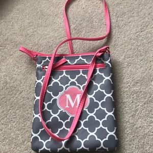 Pink and gray purse